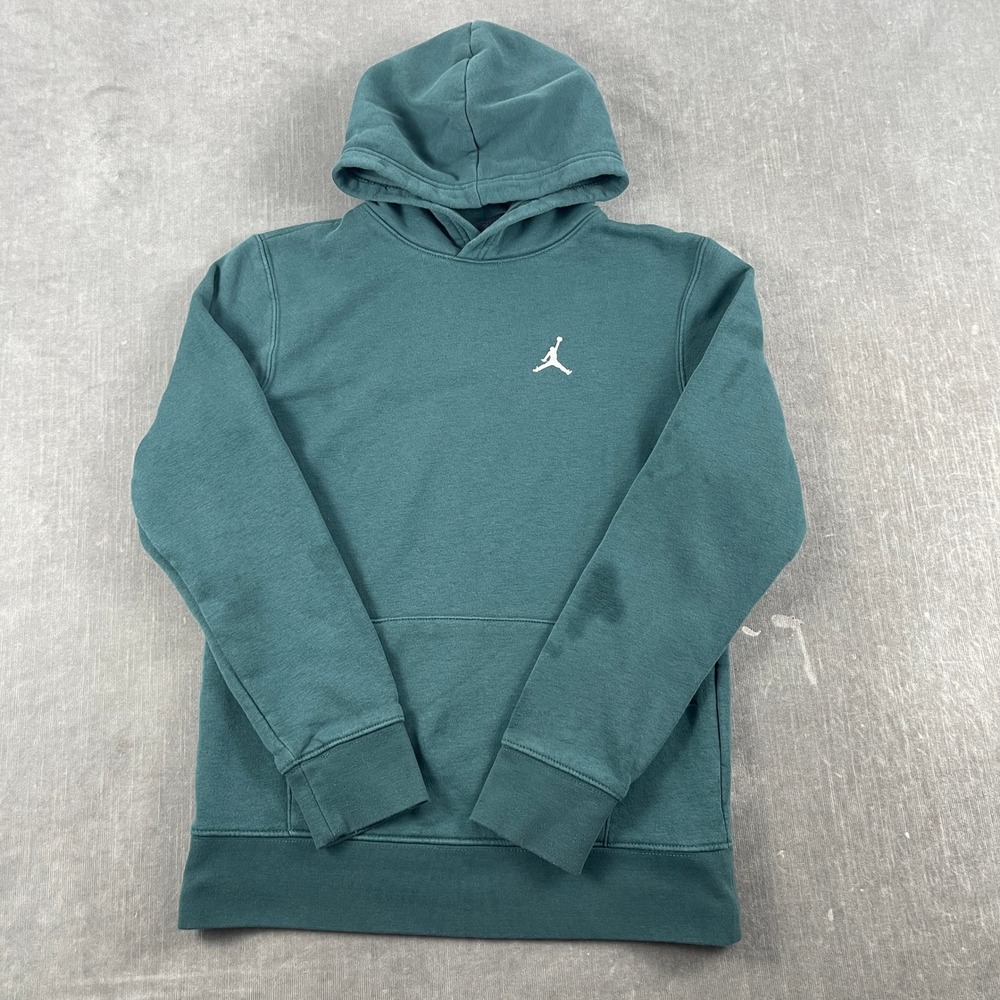 Jordan Boys Large L Teal Green Pullover Hoodie Jumpman Logo Fleece Sweatshirt
